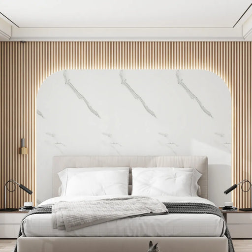 Carrera Fitted in a modern bedroom with slatted wall panels 