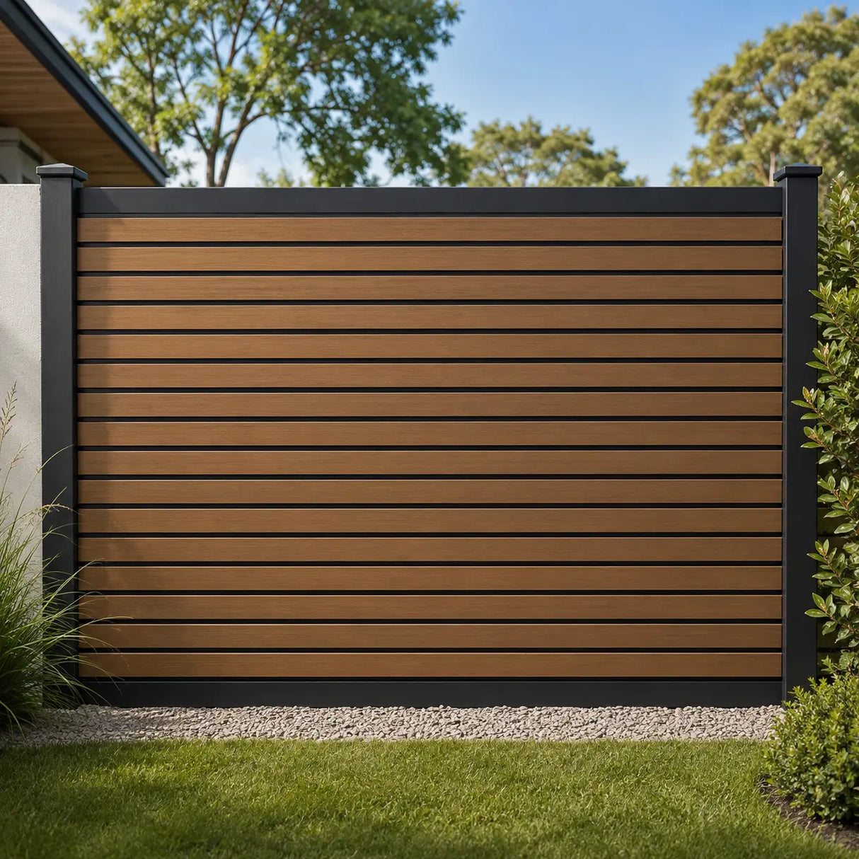 Slatted Composite Fence Board with Black Grooves – 1.8m