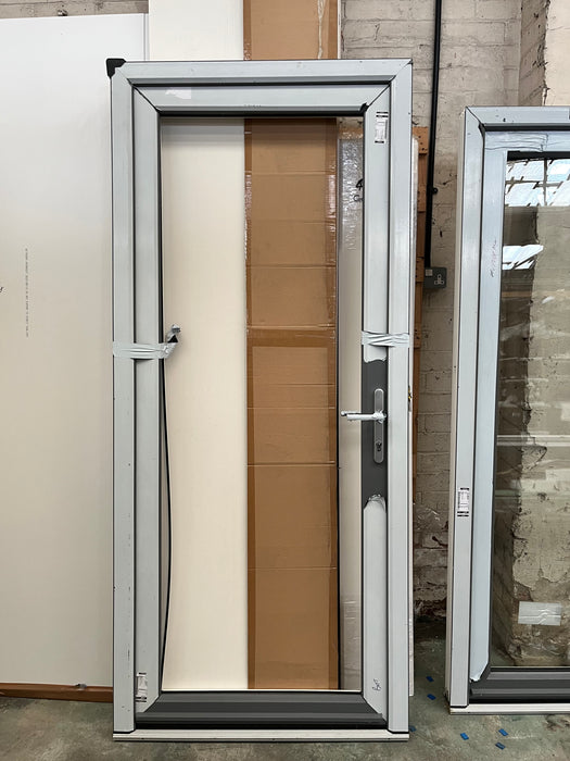 UPVC Single Door. Basalt Grey/White Open Inwards 989 x 2247 Glass or panel available