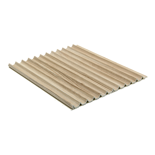 Fluted Curve interior wall panel with wood effect in birch finish