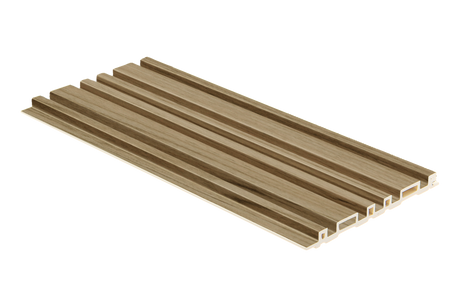 Fluted Morse interior wall panel with wood effect in birch finish