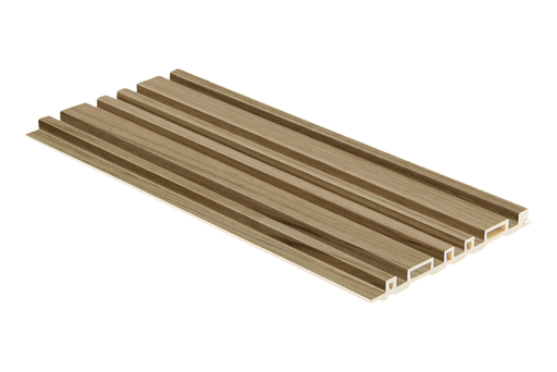 Fluted Morse interior wall panel with wood effect in birch finish