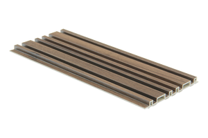 Fluted Morse interior wall panel with wood effect in walnut finish