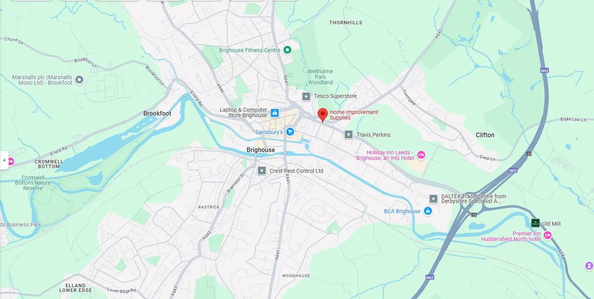 Map showing Home Improvement Supplies on Wakefield Rd, Brighouse