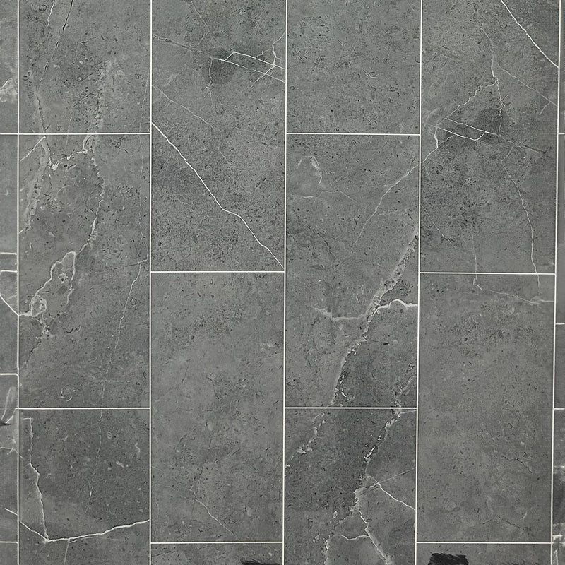 Pattern of gray tiles with a marble-like texture