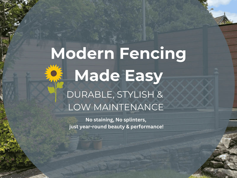 Modern Fencing made easy advert for composite fencing.