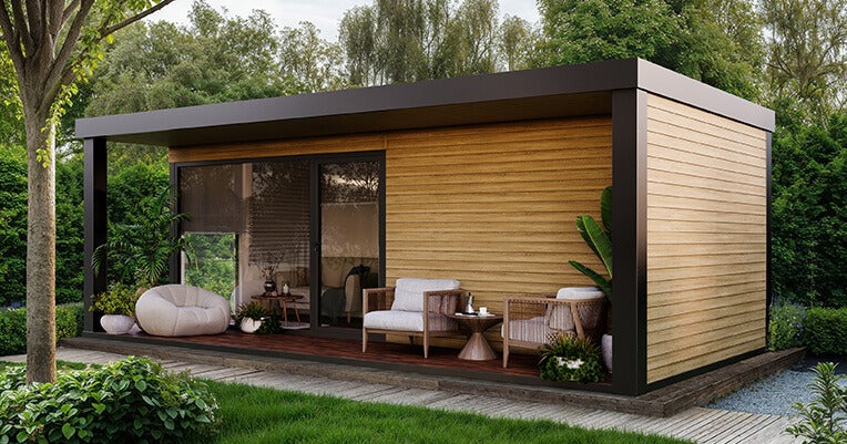 NatureClad Coastal Sand cladding board, sand-coloured finish