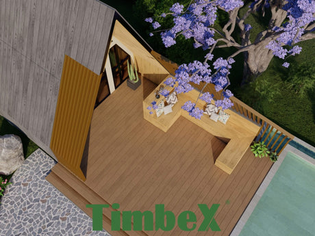 TimbeX composite decking used for a modern outdoor dining area