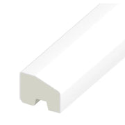 White plastic strip with a curved end on a white background