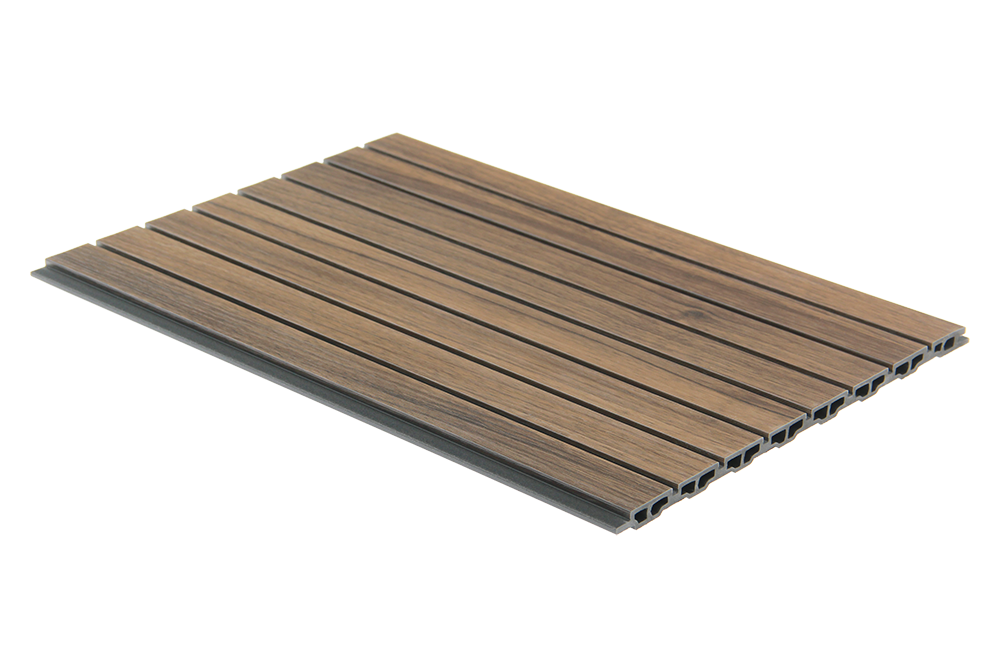 Fluted Flat wall panel in walnut finish, 2400 x 250 x 10mm WPC design