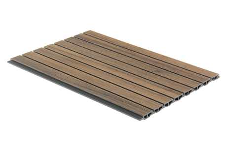 Fluted Flat wall panel in walnut finish, 2400 x 250 x 10mm WPC design