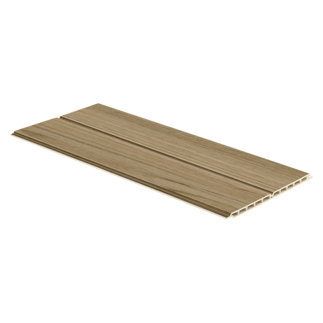 Fluted Satin wall panel in beech finish, 2400 x 172 x 9mm WPC design