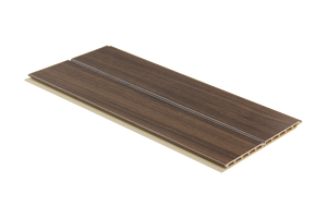 Fluted Satin wall panel in walnut finish, 2400 x 172 x 9mm WPC design