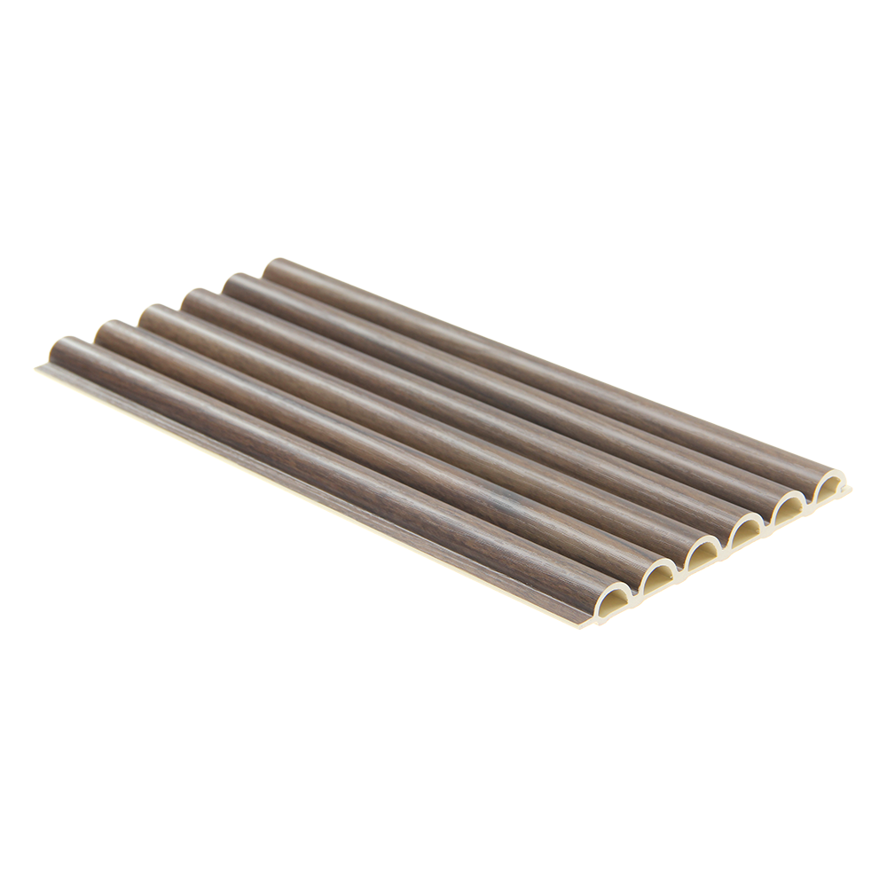 Fluted Tube wall panel in walnut finish, 2400 x 158 x 15mm WPC design