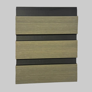 Antique grey Slatted composite fence board with contrasting black grooves