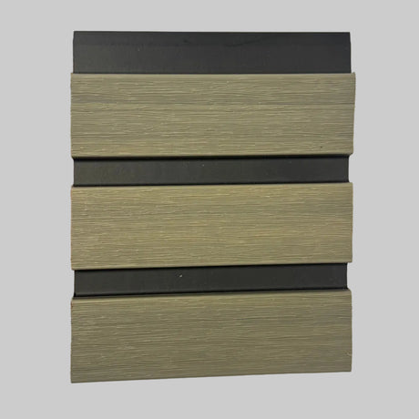 Antique grey Slatted composite fence board with contrasting black grooves