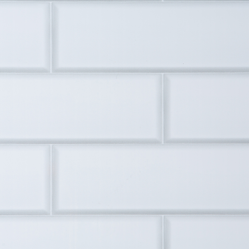 London tile white interior wall panel, white tile-effect finish