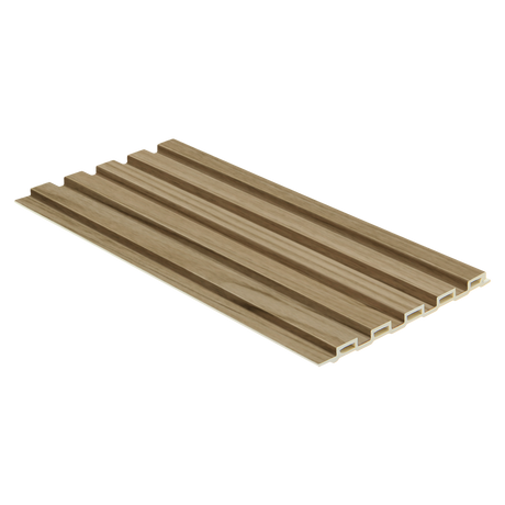 Low Ridge fluted wall panel in beech finish, 2400 x 58 x 10mm