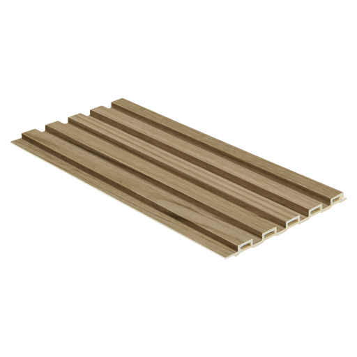 Low Ridge fluted wall panel in beech finish, 2400 x 58 x 10mm