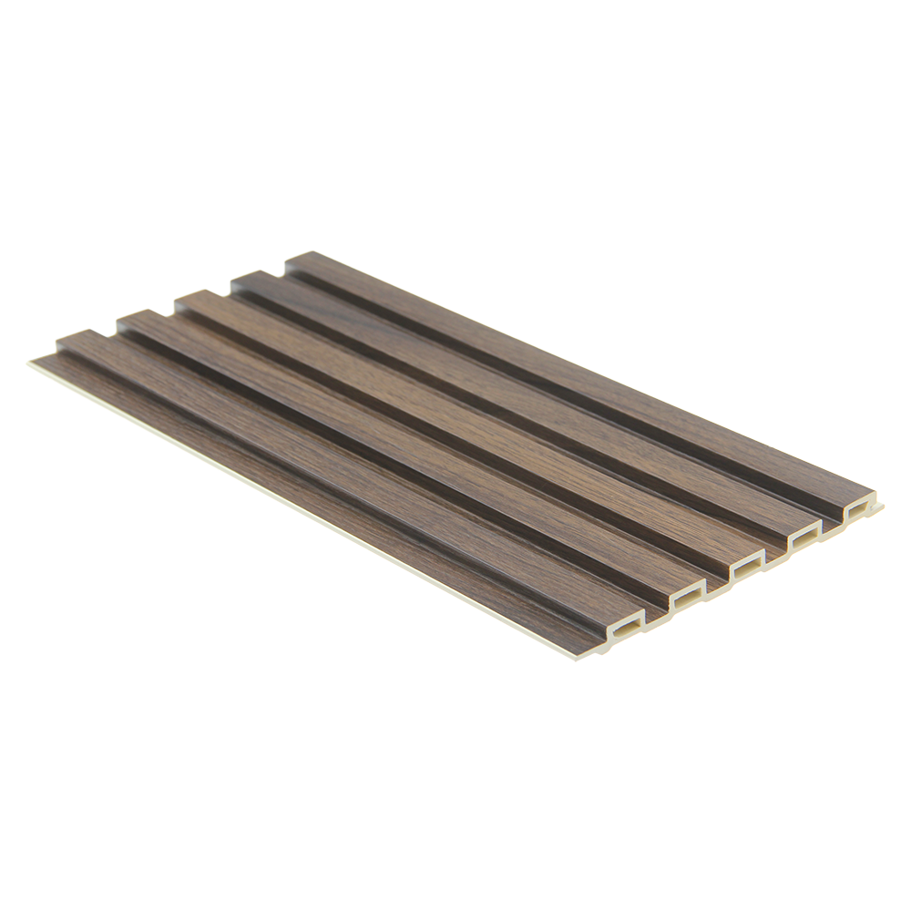 Low Ridge fluted wall panel in walnut finish, 2400 x 58 x 10