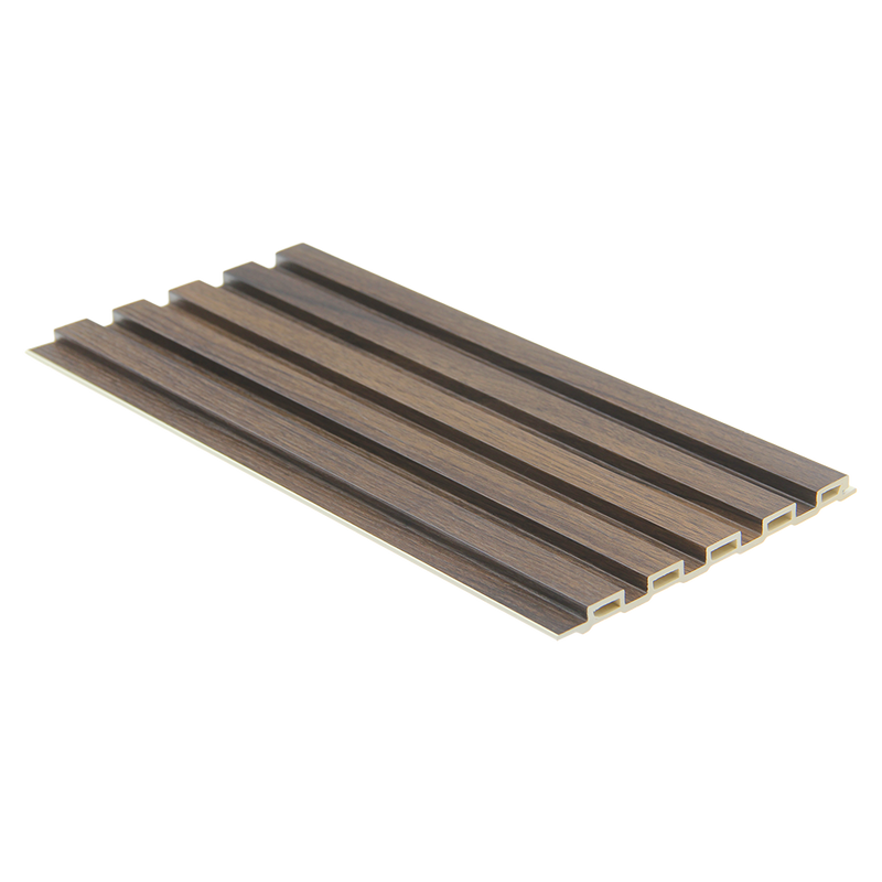 Low Ridge fluted wall panel in walnut finish, 2400 x 58 x 10