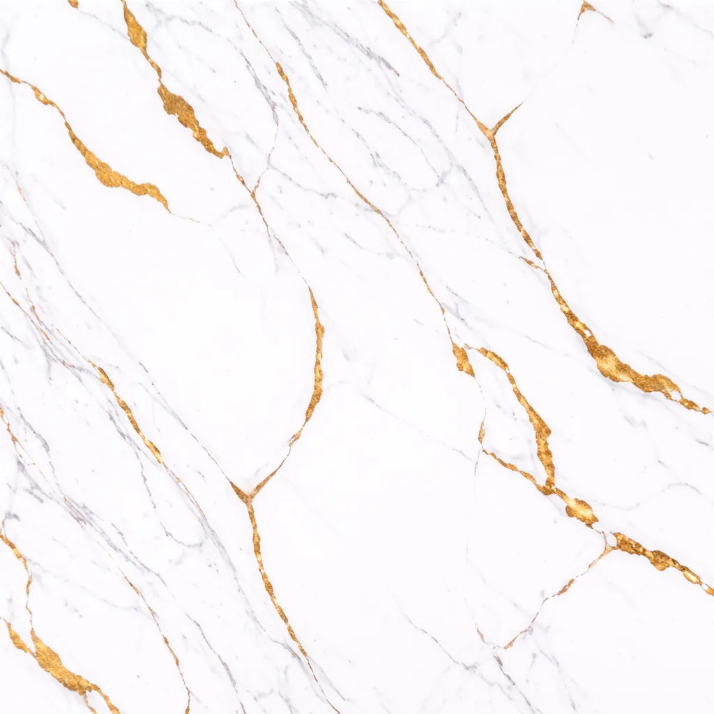 White marble tile with gold veining wall panel 