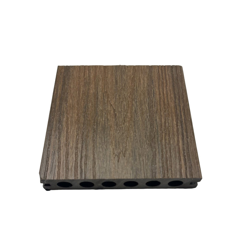 Dual woodgrain finish on SixCore capped composite decking – Teak
