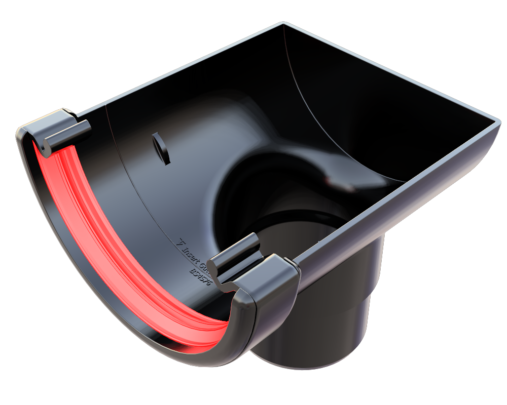 Freeflow Half Round Stop End Outlet Black