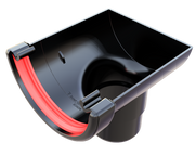 Freeflow Half Round Stop End Outlet Black