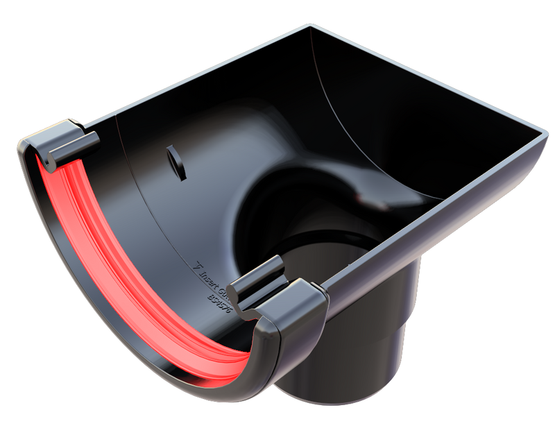 Freeflow Half Round Stop End Outlet Black