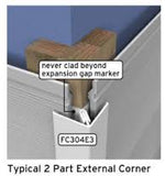 Fortex Cladding External Two Part Corner Trim 3mtrs